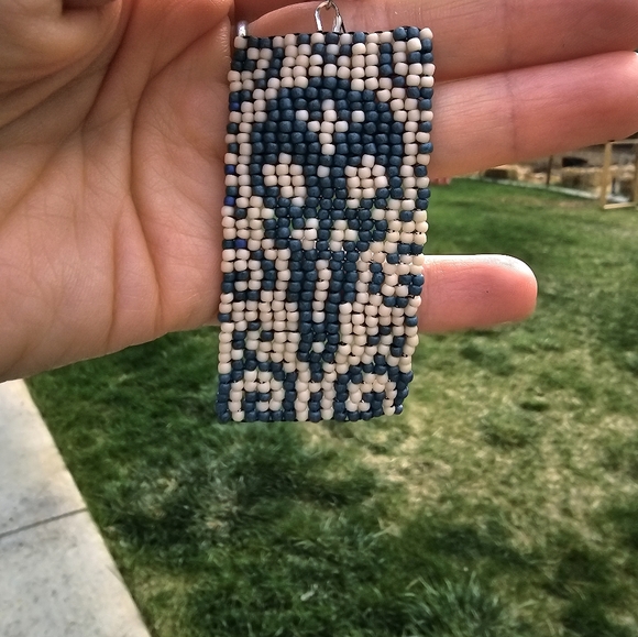 Handmade fringe bead Raven Skull Goth earrings - Picture 4 of 4